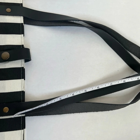 Hand Made Cotton & Leather Embroidered Heart Love Stripped Bag Tote New - Picture 6 of 8